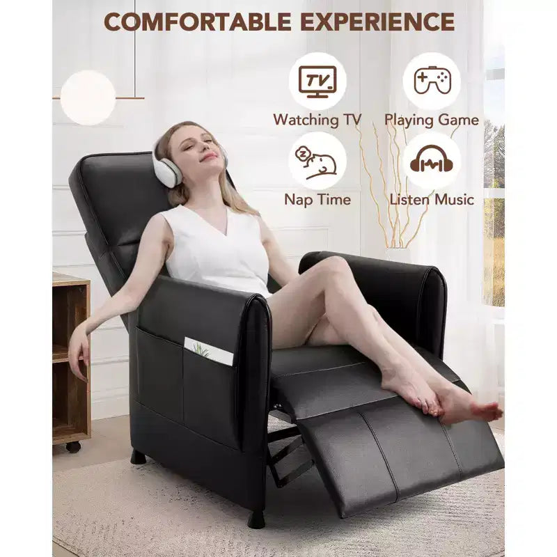 Fauteuil inclinable électrique pour adultes avec télécommande et poches latérales, fauteuil inclinable en cuir PU pour la maison