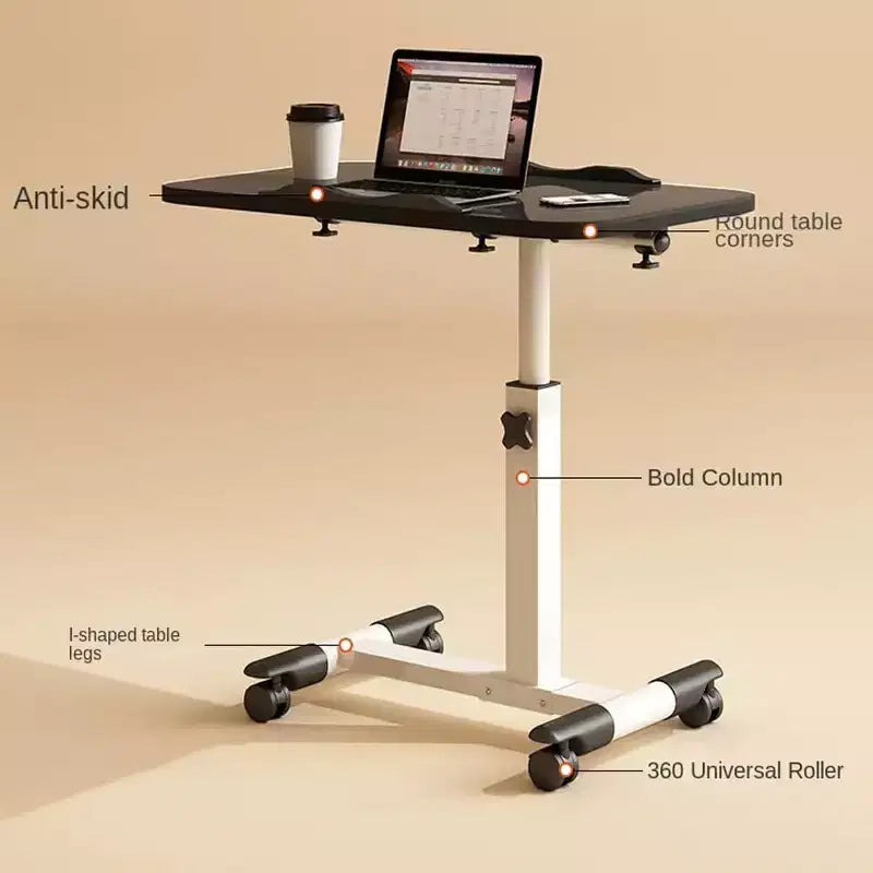 Table d'appoint à roulettes, Table pour ordinateur portable, Réglable en hauteur, Table d'ordinateur, Table pour ordinateur portable, Table pour PC