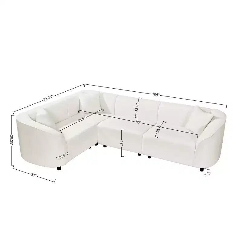 Canapé d'angle incurvé en U de 264 cm, avec revêtement bouclé de qualité supérieure et design sculptural de luxe à quatre places pour un salon spacieux.