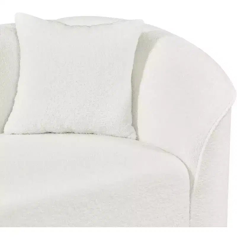 Canapé d'angle incurvé en U de 264 cm, avec revêtement bouclé de qualité supérieure et design sculptural de luxe à quatre places pour un salon spacieux.