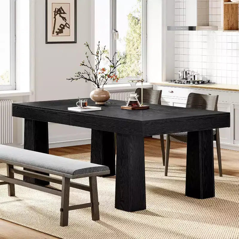 Table à manger de 160 cm, table à dîner rectangulaire moderne avec pieds coniques robustes pour salle à manger, café, restaurant