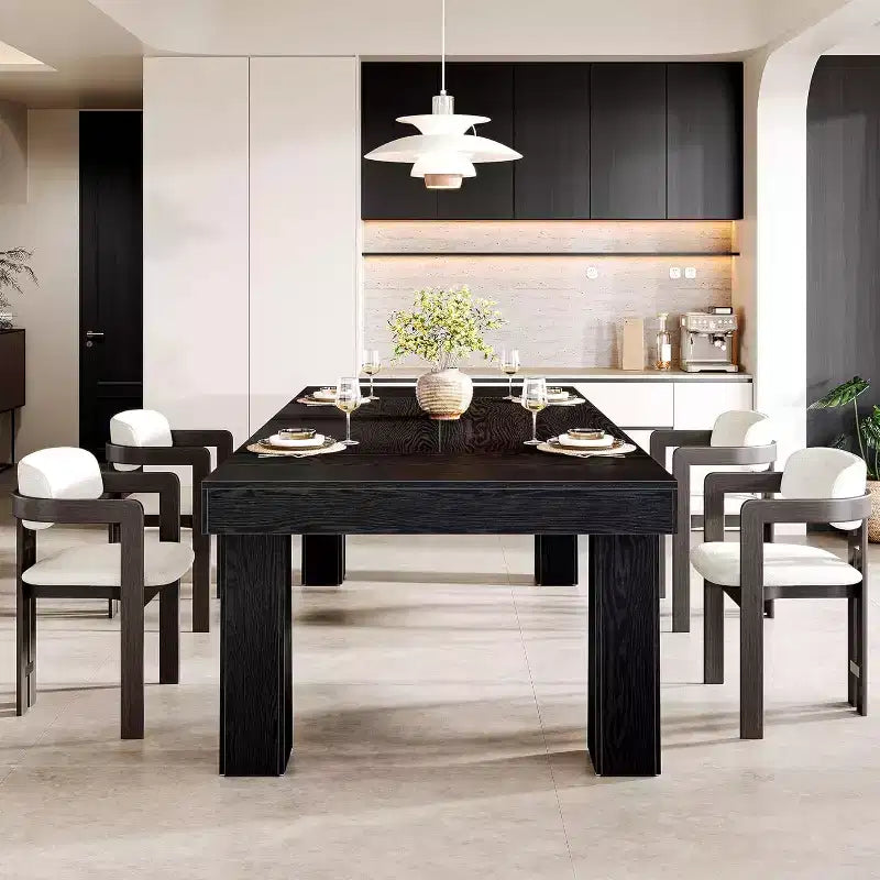 Table à manger de 160 cm, table à dîner rectangulaire moderne avec pieds coniques robustes pour salle à manger, café, restaurant