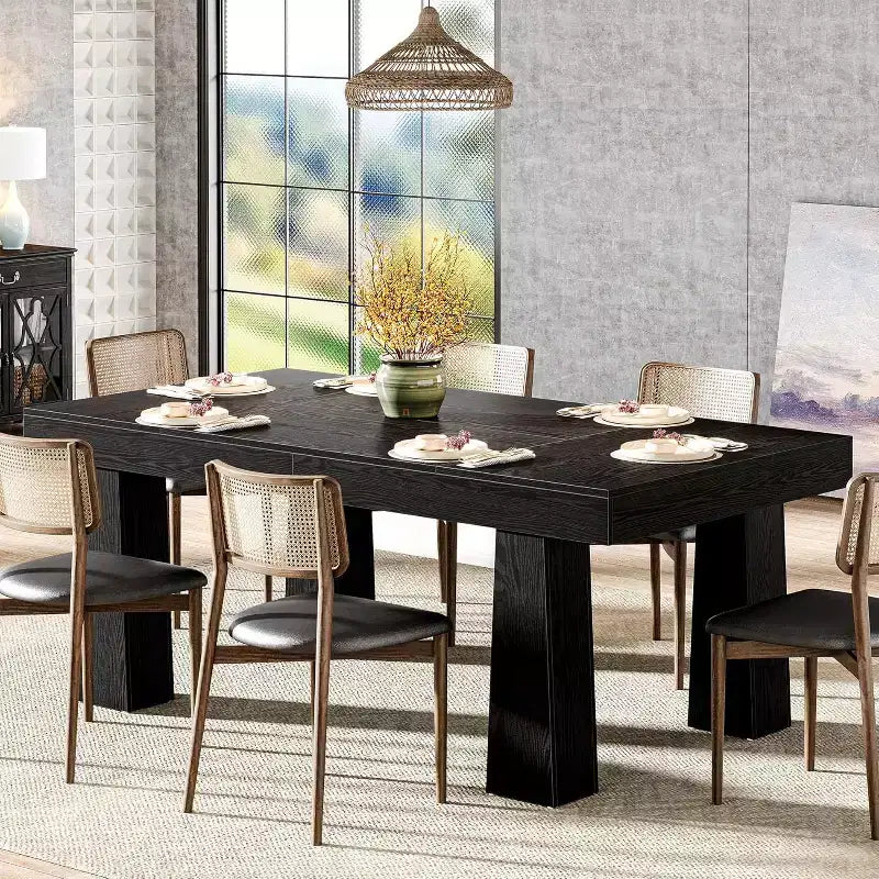 Table à manger de 160 cm, table à dîner rectangulaire moderne avec pieds coniques robustes pour salle à manger, café, restaurant