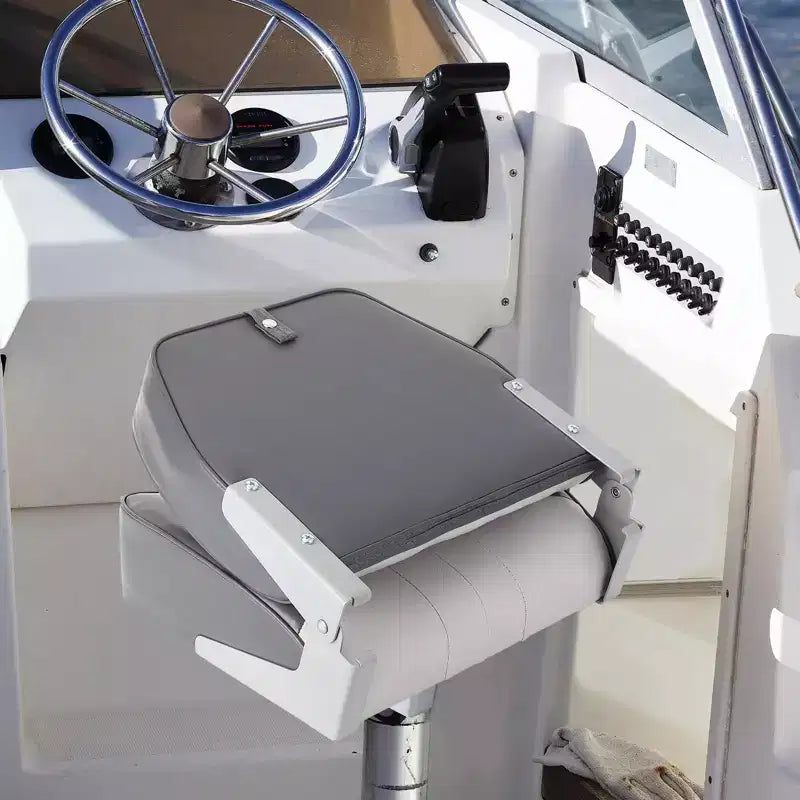 Siège de bateau pliant pour capitaine – Sièges de bateau de pêche à dossier bas avec coussins en éponge haute densité, résistants aux UV et sangles de fixation