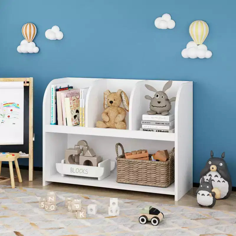 Étagère à Livres pour Enfants à 4 Compartiments, Meuble de Rangement, Étagère d'Exposition, Organisateur de Jouets pour Chambre d'Enfant, Salle de Jeux, Crèche