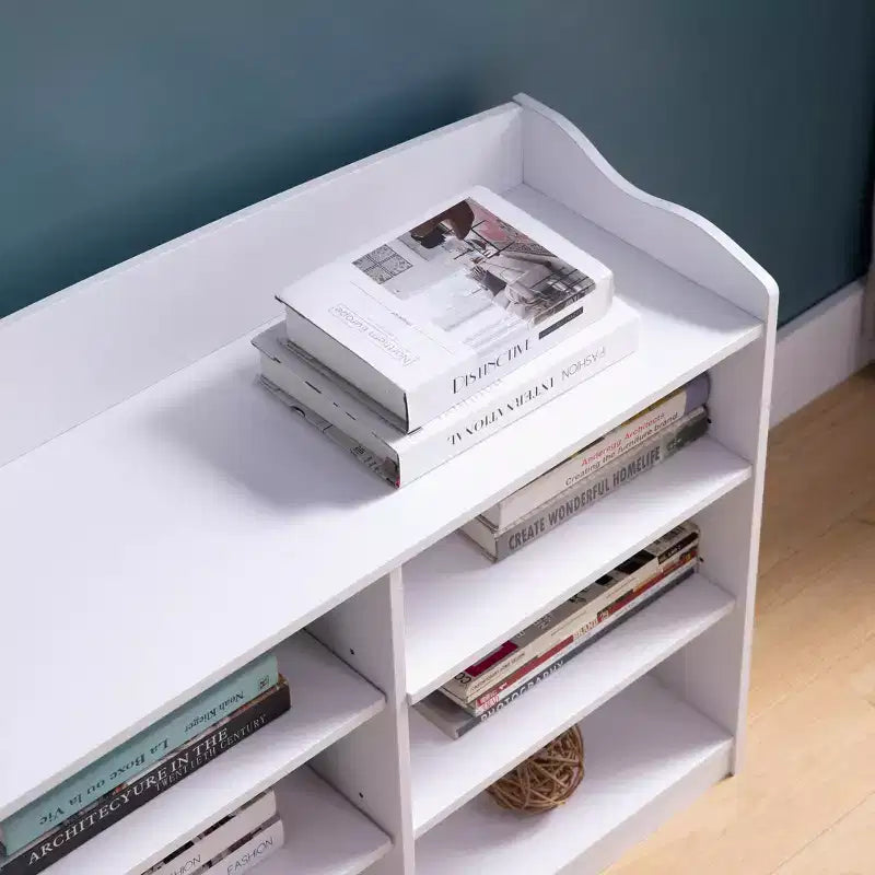 Meuble à chaussures moderne, Meuble de rangement à neuf étagères, Meuble de présentation pour salon, entrée, couloir, blanc