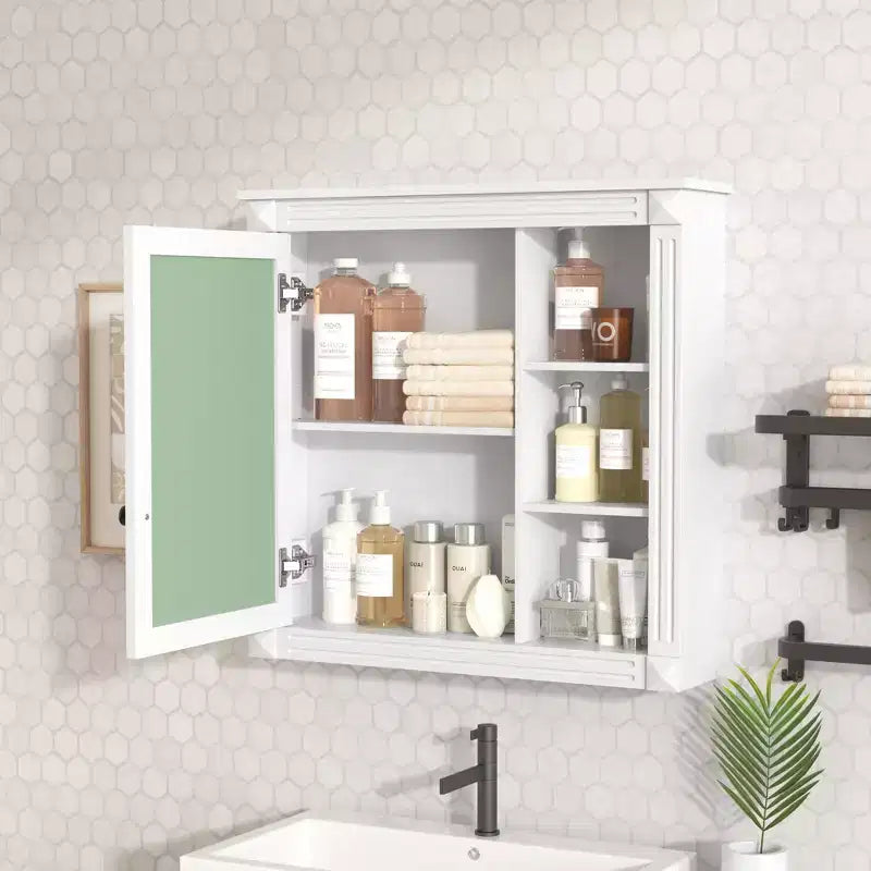Armoire à pharmacie rectangulaire FAMYYT de 30 po L x 28 po H à montage en surface avec miroir, charnières à fermeture douce, rangement ouvert