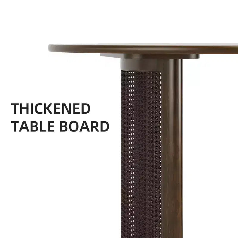 Table de salle à manger ovale 67 po pour 4 à 6 personnes avec plateau de bordure en demi-rond et base tissée en rotin, table de cuisine moderne de style campagnard pour salon et salle à manger, noyer