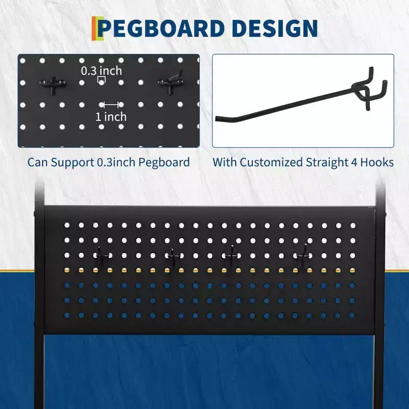Supports de cannes à pêche pour garage, rangement jusqu'à 12 cannes, organisateur robuste en métal avec panneau perforé et roues pour matériel de pêche