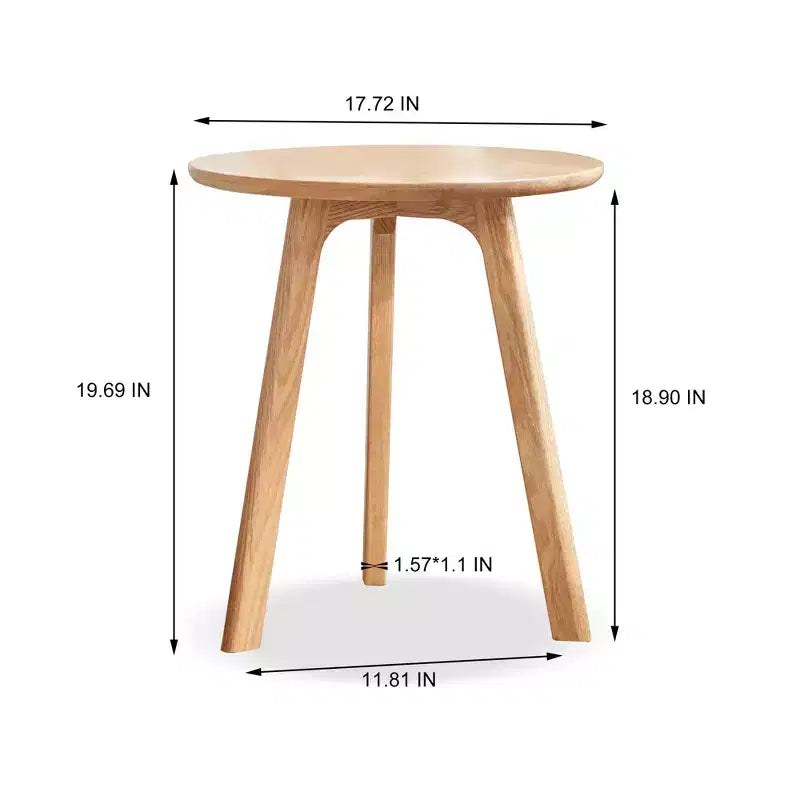 Table d'appoint ronde en bois avec patins antidérapants respectueux des sols, bout de canapé avec structure robuste à trois pieds, table de canapé pour salon