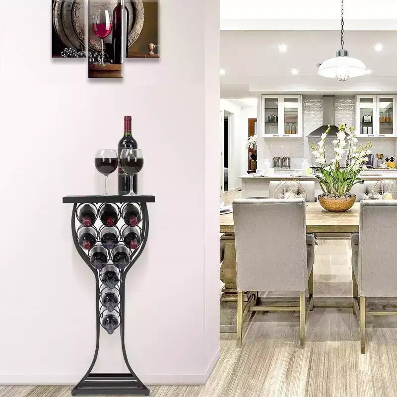 Console de rangement pour vin 11 bouteilles et plateau en marbre