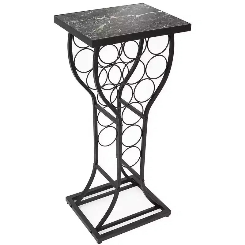 Console de rangement pour vin 11 bouteilles et plateau en marbre