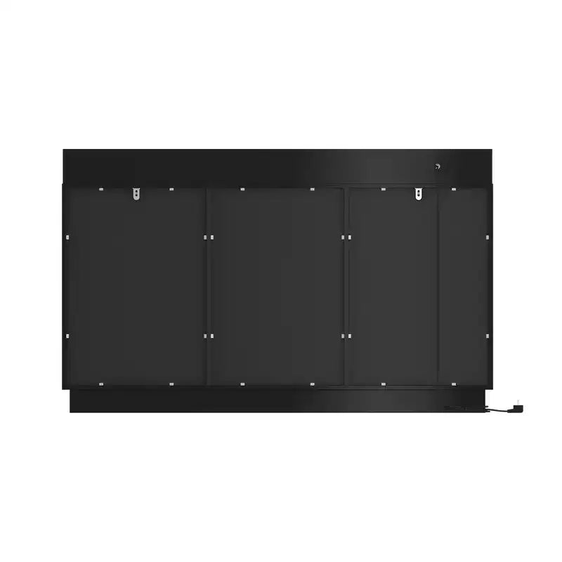 Meuble de Rangement Multifonction Buffet Meuble de Cuisine avec Prises Coulissantes Finition Noir Brillant et Bois