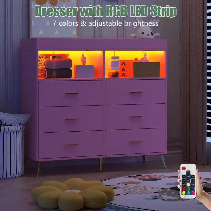 Table à langer commode multifonctionnelle pour chambre de bébé avec prise électrique (6 tiroirs + 2 étagères)