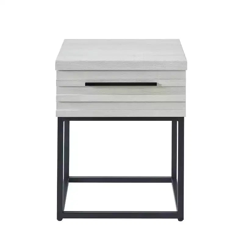 Table d'appoint rustique avec tiroir de rangement et pieds en métal, bout de canapé avec plateau épais, table d'appoint pour canapé, salon, chambre à coucher