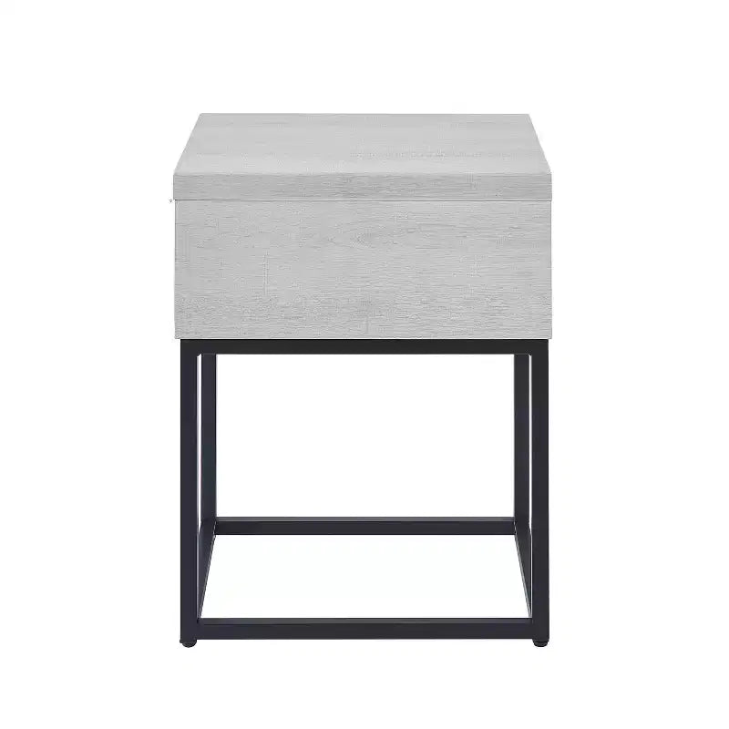 Table d'appoint rustique avec tiroir de rangement et pieds en métal, bout de canapé avec plateau épais, table d'appoint pour canapé, salon, chambre à coucher