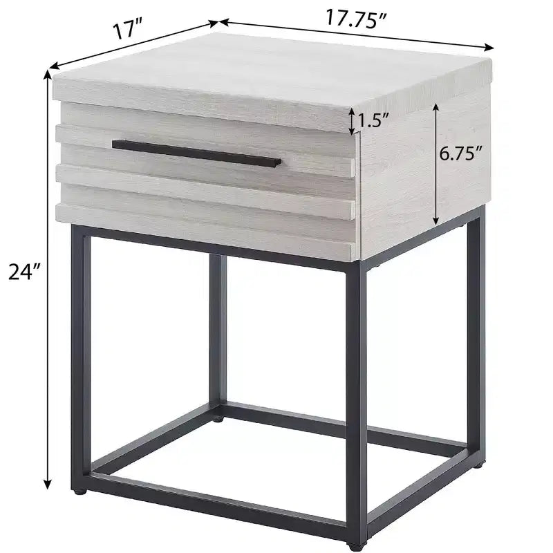 Table d'appoint rustique avec tiroir de rangement et pieds en métal, bout de canapé avec plateau épais, table d'appoint pour canapé, salon, chambre à coucher