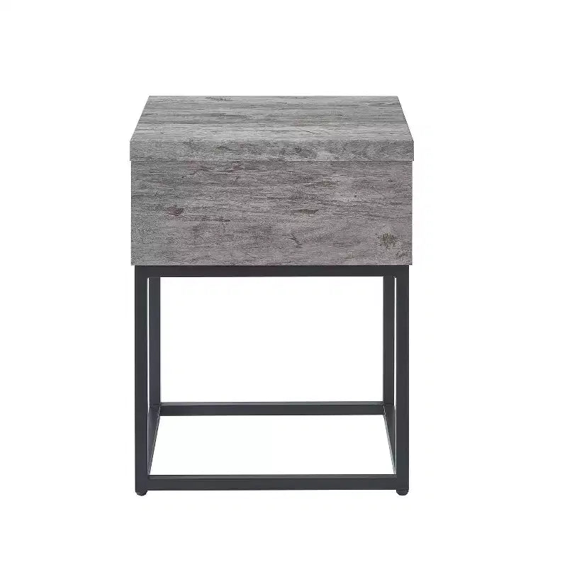 Table d'appoint rustique avec tiroir de rangement et pieds en métal, bout de canapé avec plateau épais, table d'appoint pour canapé, salon, chambre à coucher