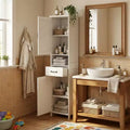 Homy Casa Tall Bathroom Storage Cabinet with Drawer & Double Doors, White