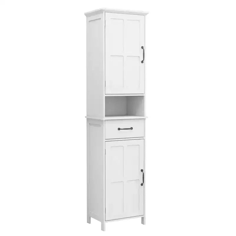 Meuble haut de salle de bain avec tiroir et portes doubles, Blanc