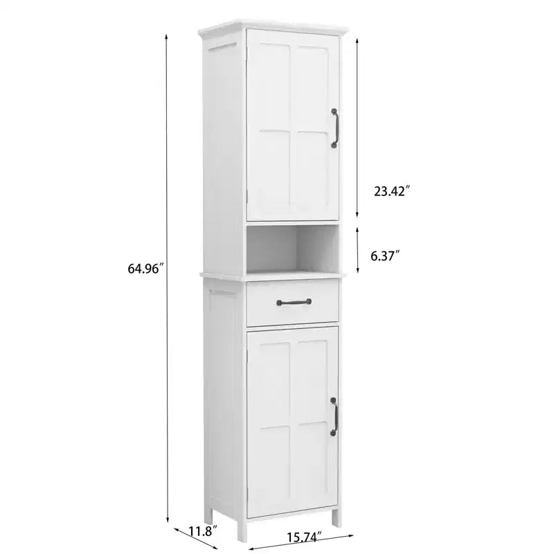 Meuble haut de salle de bain avec tiroir et portes doubles, Blanc