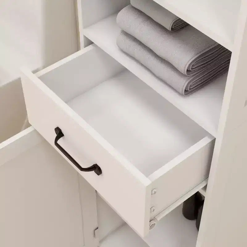 Meuble haut de salle de bain avec tiroir et portes doubles, Blanc