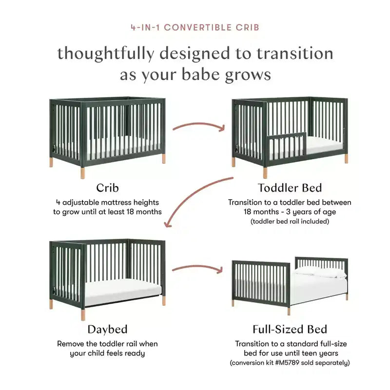 Lit de bébé convertible 4-en-1 avec kit de conversion en lit de tout-petit