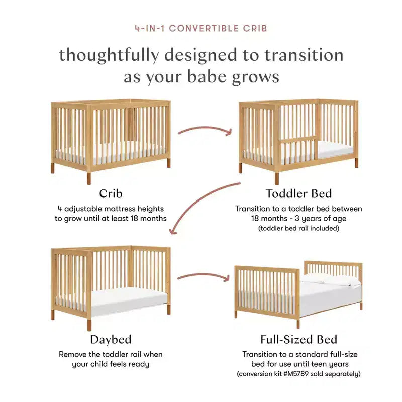 Lit de bébé convertible 4-en-1 avec kit de conversion en lit de tout-petit