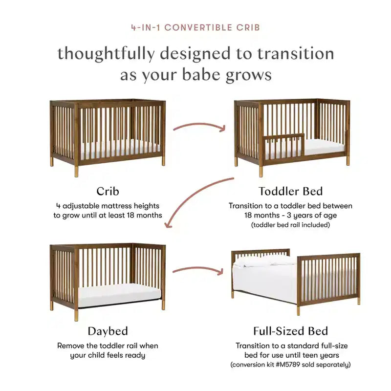 Lit de bébé convertible 4-en-1 avec kit de conversion en lit de tout-petit