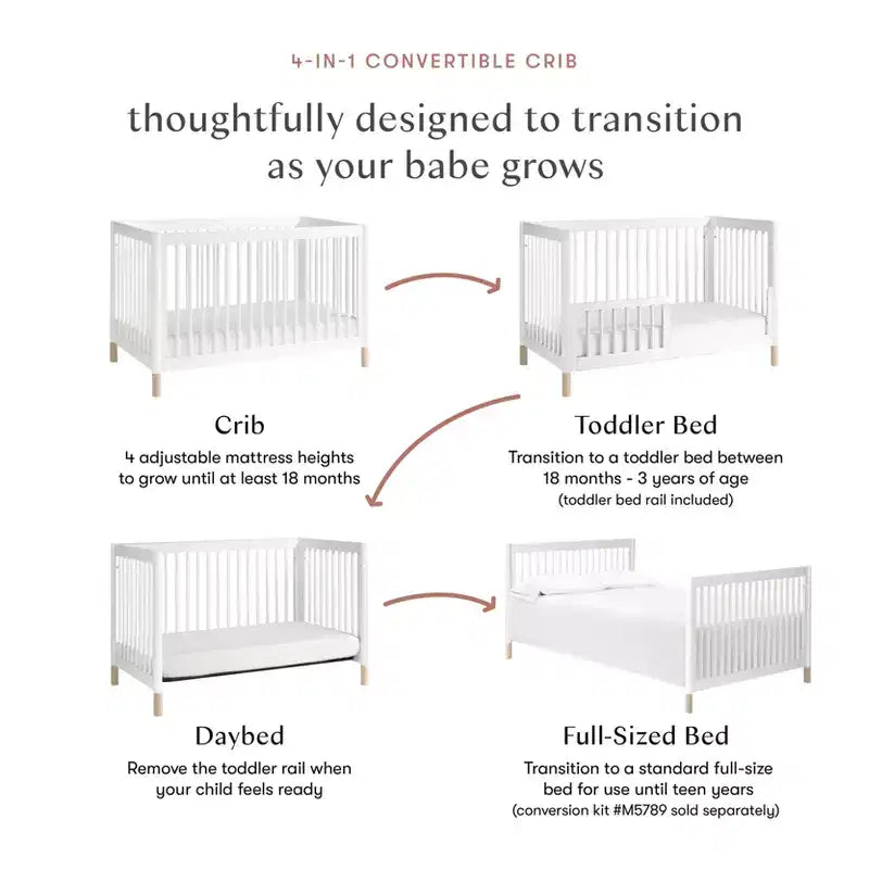 Lit de bébé convertible 4-en-1 avec kit de conversion en lit de tout-petit