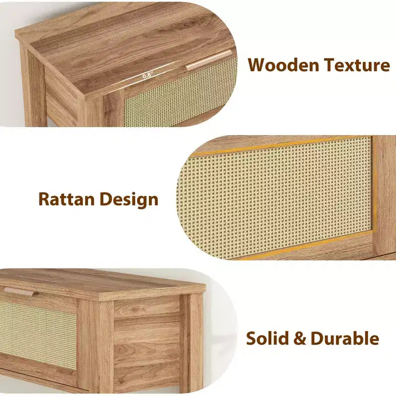 Console Tables de Ferme en Rotin de 43 Pouces pour Entrée, Table d'Appoint Étroite en Bois Derrière le Canapé, Table de Canapé Bohème, pour Salon