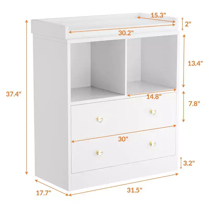 Table à langer moderne avec 2 tiroirs et matelas à langer pour chambre d'enfant (1 pièce)