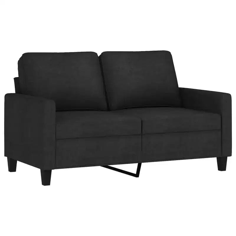 Canapé 2 places Tissu noir (100% polyester), cadre en métal, textilène