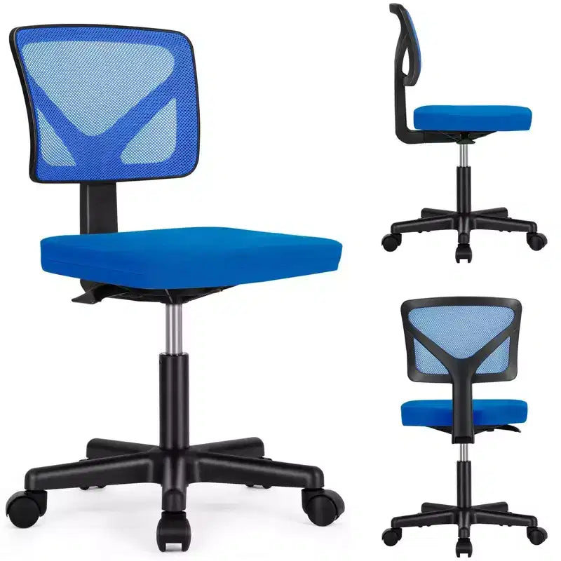 Chaise de bureau à dossier bas en maille sans accoudoirs, chaise d'ordinateur avec soutien lombaire, chaise de bureau pour étude, salle de lecture, bureau