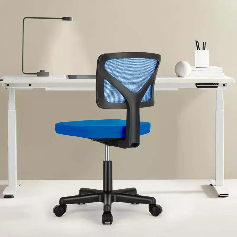 Chaise de bureau à dossier bas en maille sans accoudoirs, chaise d'ordinateur avec soutien lombaire, chaise de bureau pour étude, salle de lecture, bureau