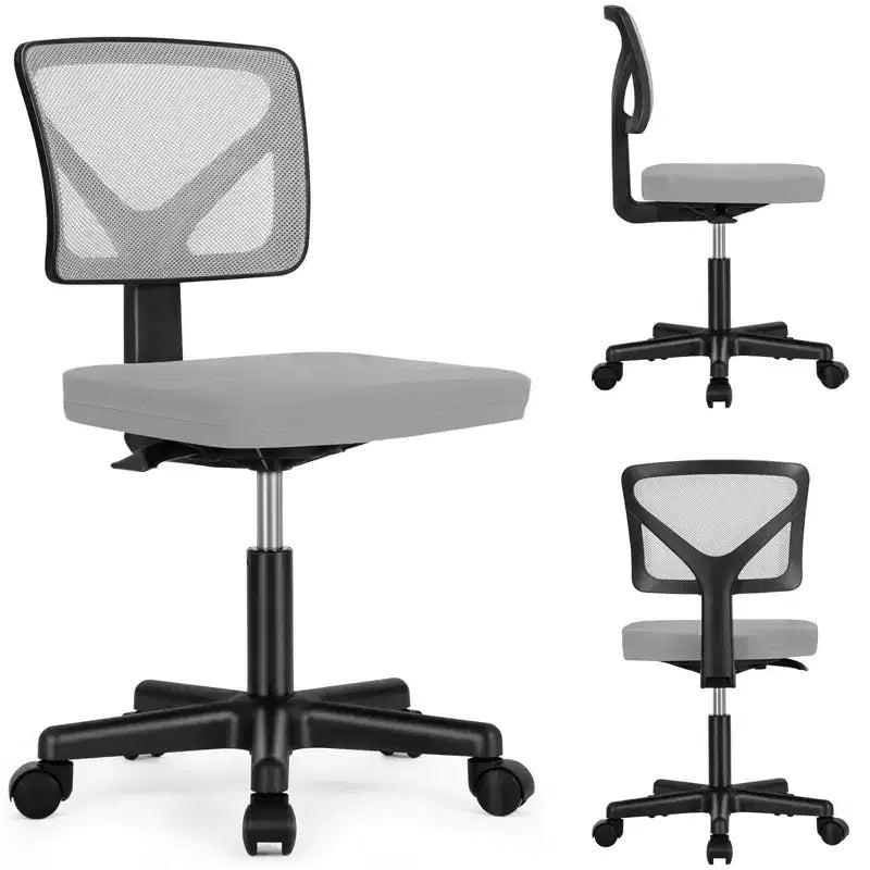 Chaise de bureau à dossier bas en maille sans accoudoirs, chaise d'ordinateur avec soutien lombaire, chaise de bureau pour étude, salle de lecture, bureau