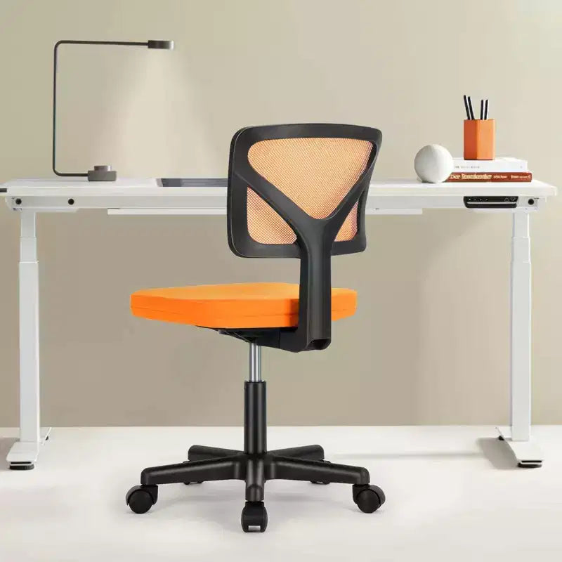 Chaise de bureau à dossier bas en maille sans accoudoirs, chaise d'ordinateur avec soutien lombaire, chaise de bureau pour étude, salle de lecture, bureau