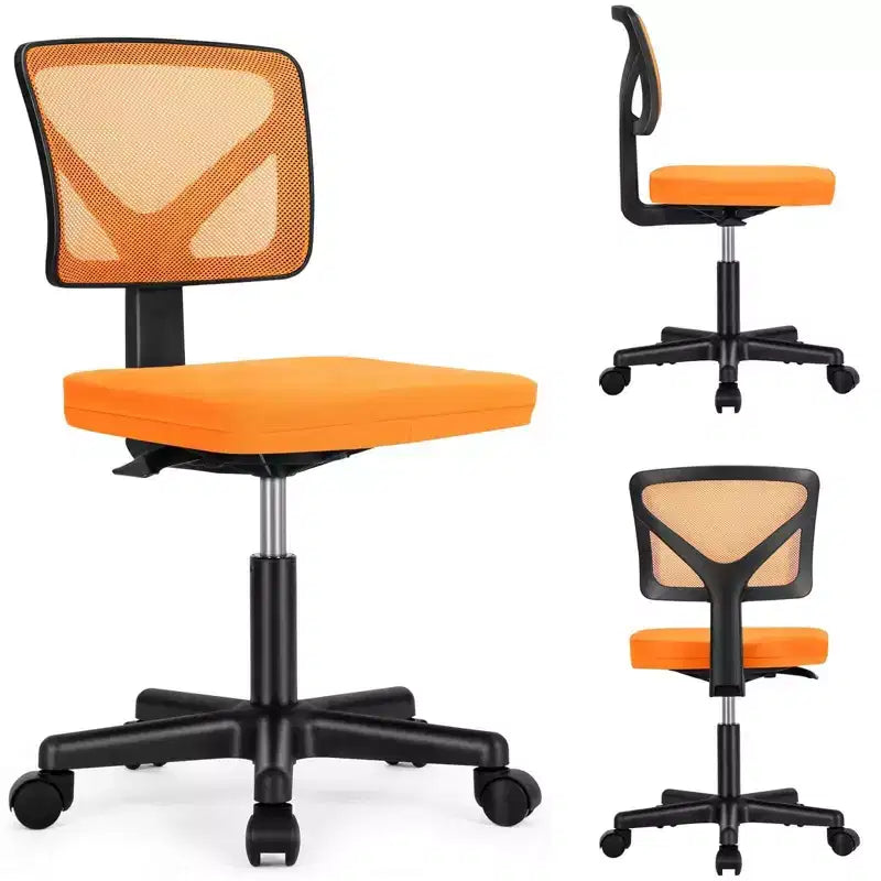 Chaise de bureau à dossier bas en maille sans accoudoirs, chaise d'ordinateur avec soutien lombaire, chaise de bureau pour étude, salle de lecture, bureau