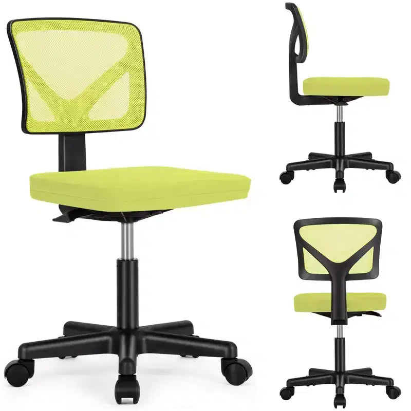 Chaise de bureau à dossier bas en maille sans accoudoirs, chaise d'ordinateur avec soutien lombaire, chaise de bureau pour étude, salle de lecture, bureau