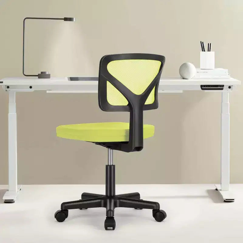 Chaise de bureau à dossier bas en maille sans accoudoirs, chaise d'ordinateur avec soutien lombaire, chaise de bureau pour étude, salle de lecture, bureau