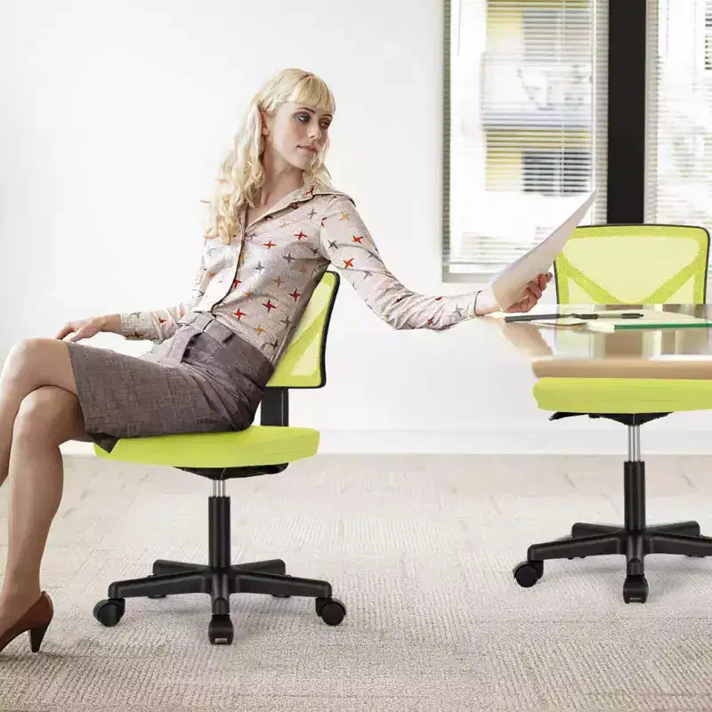 Chaise de bureau à dossier bas en maille sans accoudoirs, chaise d'ordinateur avec soutien lombaire, chaise de bureau pour étude, salle de lecture, bureau