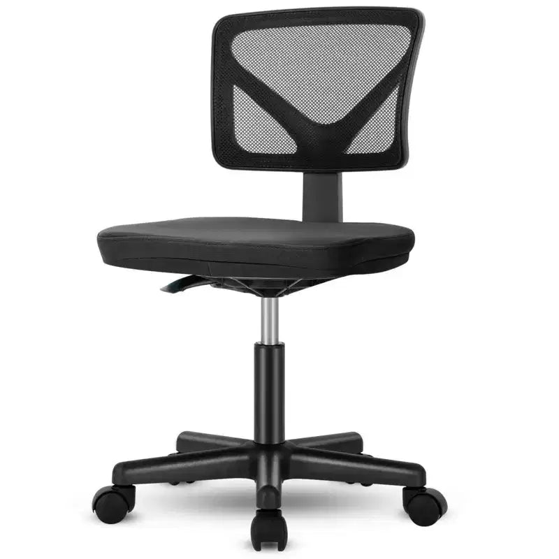 Chaise de bureau à dossier bas en maille sans accoudoirs, chaise d'ordinateur avec soutien lombaire, chaise de bureau pour étude, salle de lecture, bureau