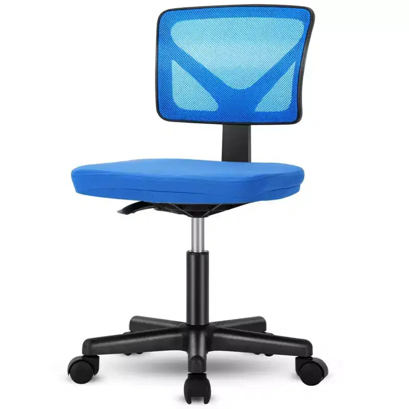 Chaise de bureau à dossier bas en maille sans accoudoirs, chaise d'ordinateur avec soutien lombaire, chaise de bureau pour étude, salle de lecture, bureau