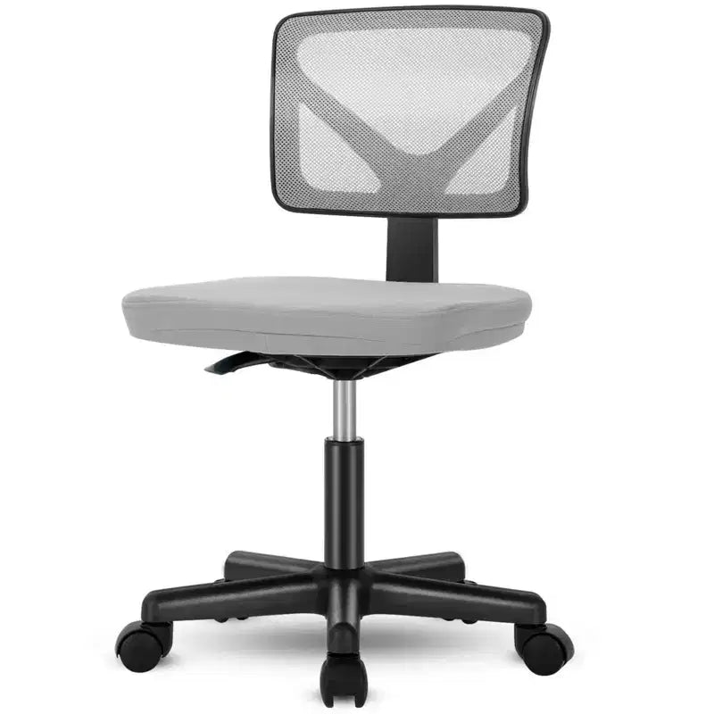Chaise de bureau à dossier bas en maille sans accoudoirs, chaise d'ordinateur avec soutien lombaire, chaise de bureau pour étude, salle de lecture, bureau