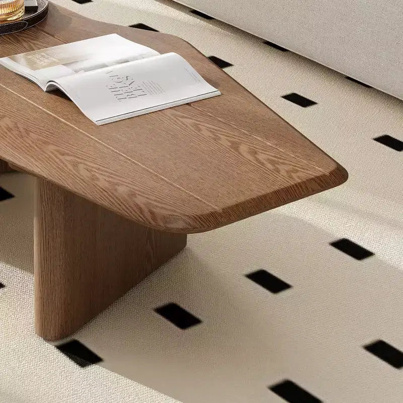 Table basse rustique en bois irrégulière avec double piédestal