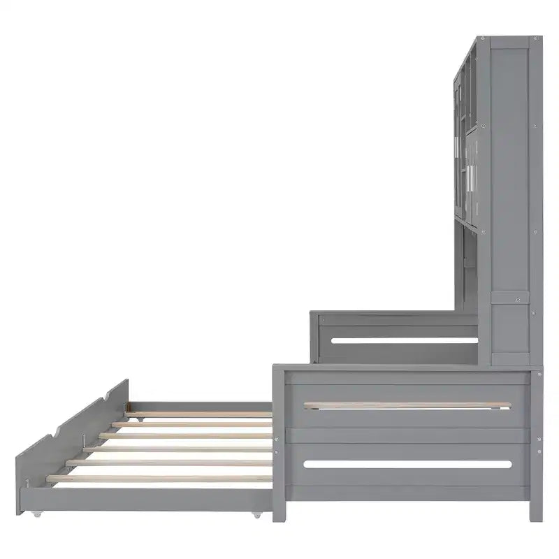 Lit de repos double/complet avec bibliothèque de rangement, lit de repos en bois, lit de repos en bois avec armoires de rangement et étagères