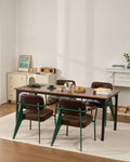 Table à manger rectangulaire, grande table en bois de 180 cm de long pour 6-8 personnes, meuble de salle à manger de style ferme, avec pieds en fer (Table seule) Marron